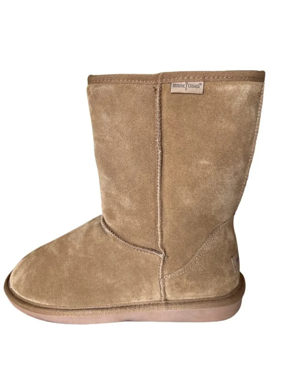 Minnetonka Callahan Short Boots Women's 10 Tan Suede Faux Fur Ankle Boots